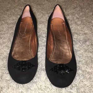 BCBGeneration black suede wedge heels.